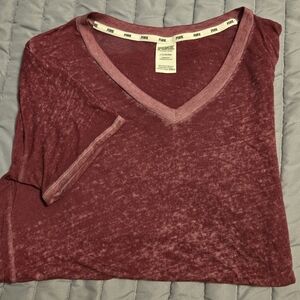PINK Victoria's Secret Maroon Relaxed T-Shirt Pajama